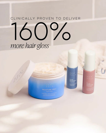 SEA+SOLU Moisture Melt Mask — clinically
proven 160% more gloss and shine
