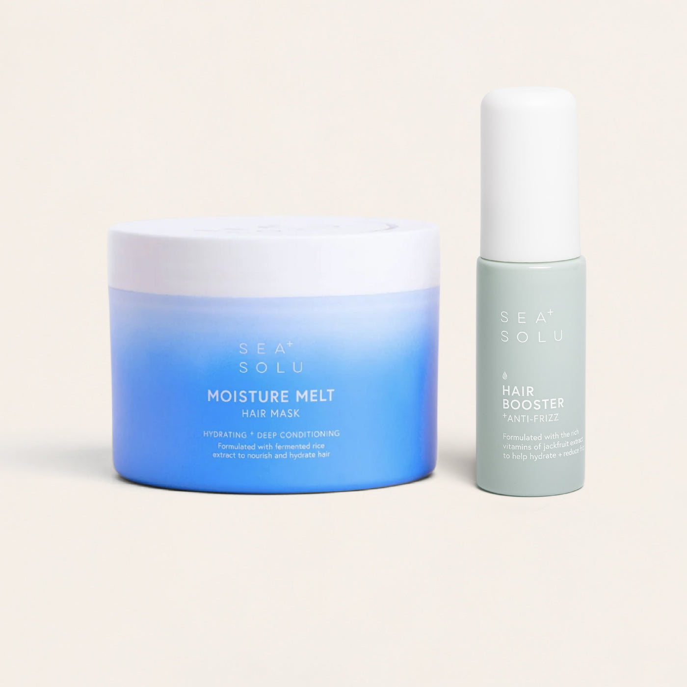SEA+SOLU Anti-Frizz Bundle — Moisture Melt
Hair Mask and Anti-Frizz Booster set